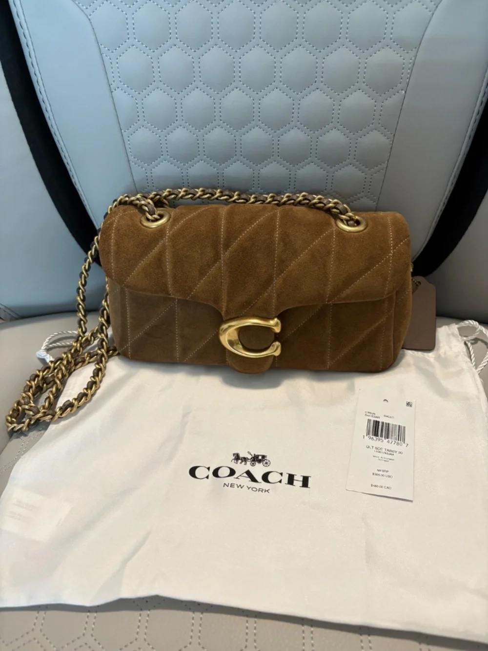 COACH Quilted Tabby Shoulder Bag 20 in Suede Cedar - Picture 1 of 11